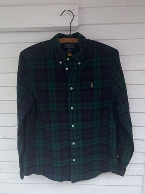 Boys Polo Ralph Lauren Plaid Cotton Oxford Button Up Shirt • Size XLarge (18/20)